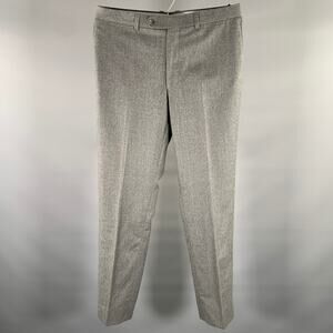 SAKS FIFTH AVENUE Size 34 Gray Heather Wool Flat Front Dress Pants